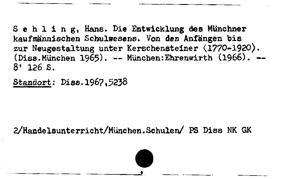 [Katalogkarte Dissertationenkatalog bis 1980]