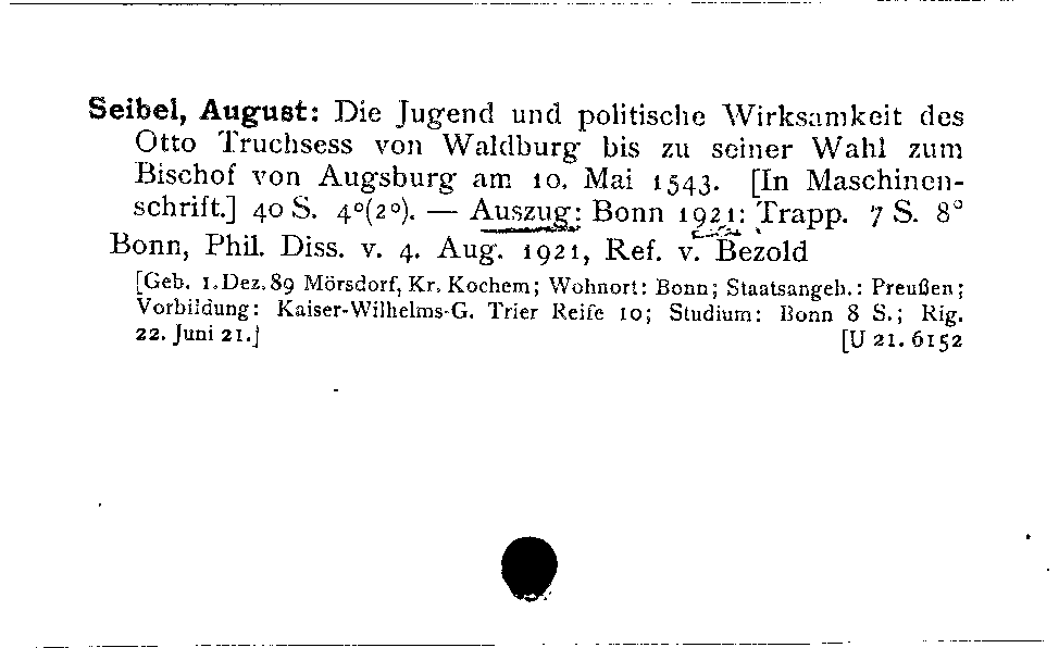 [Katalogkarte Dissertationenkatalog bis 1980]