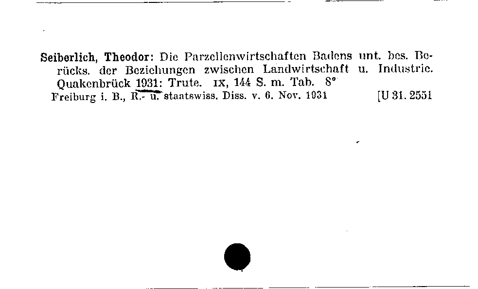 [Katalogkarte Dissertationenkatalog bis 1980]