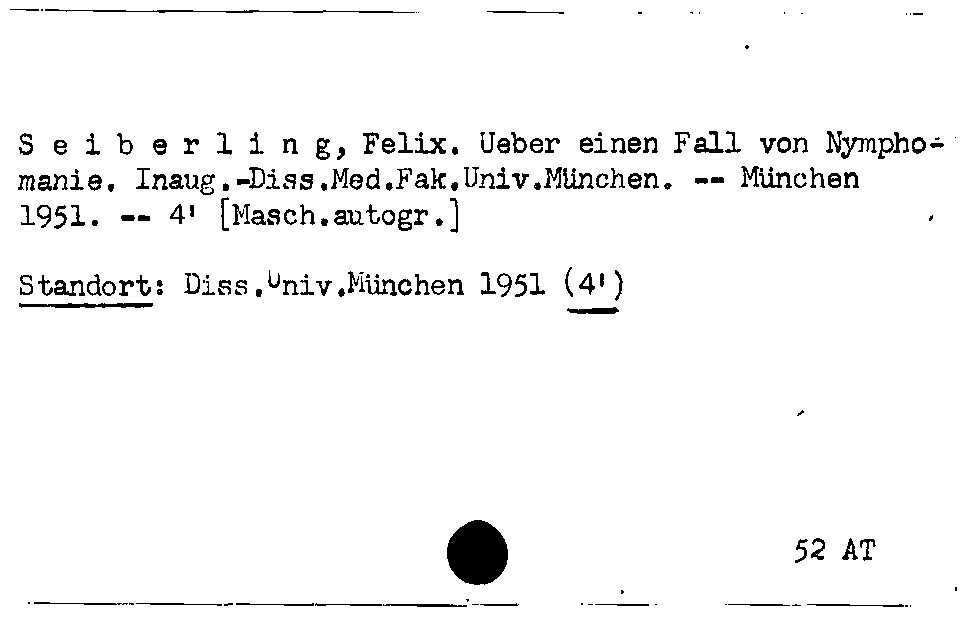 [Katalogkarte Dissertationenkatalog bis 1980]