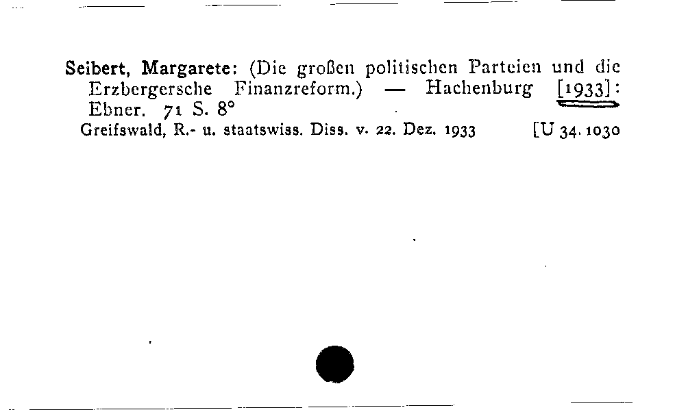 [Katalogkarte Dissertationenkatalog bis 1980]