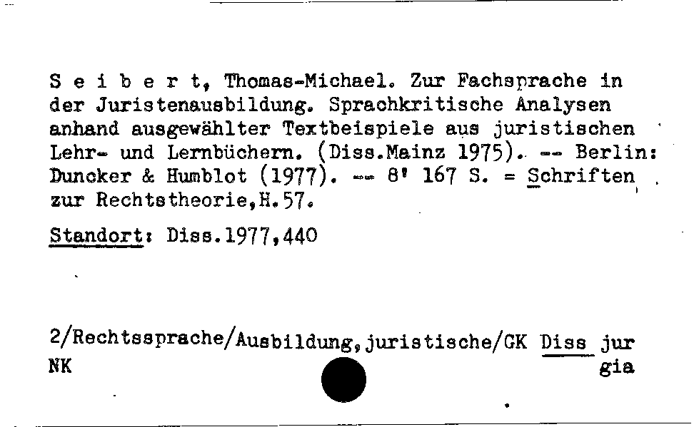 [Katalogkarte Dissertationenkatalog bis 1980]