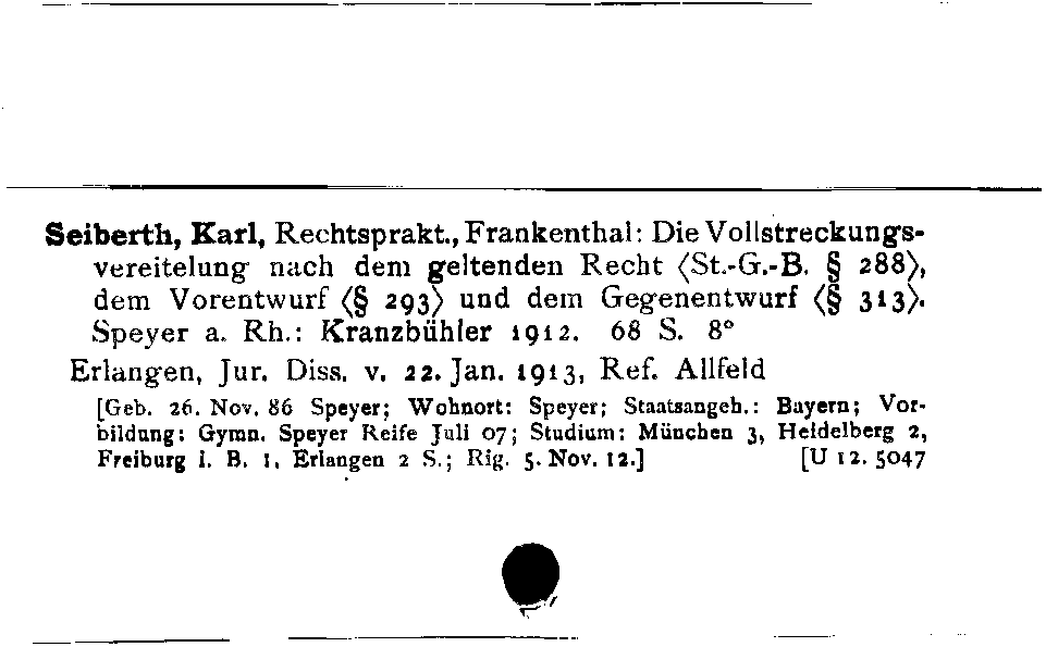 [Katalogkarte Dissertationenkatalog bis 1980]