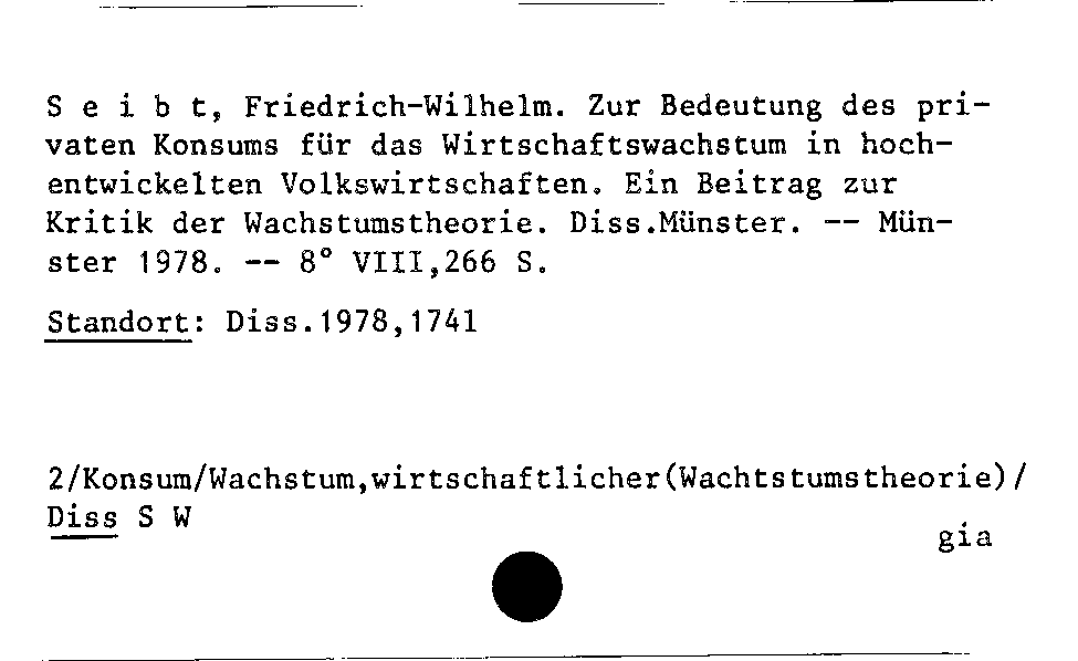 [Katalogkarte Dissertationenkatalog bis 1980]