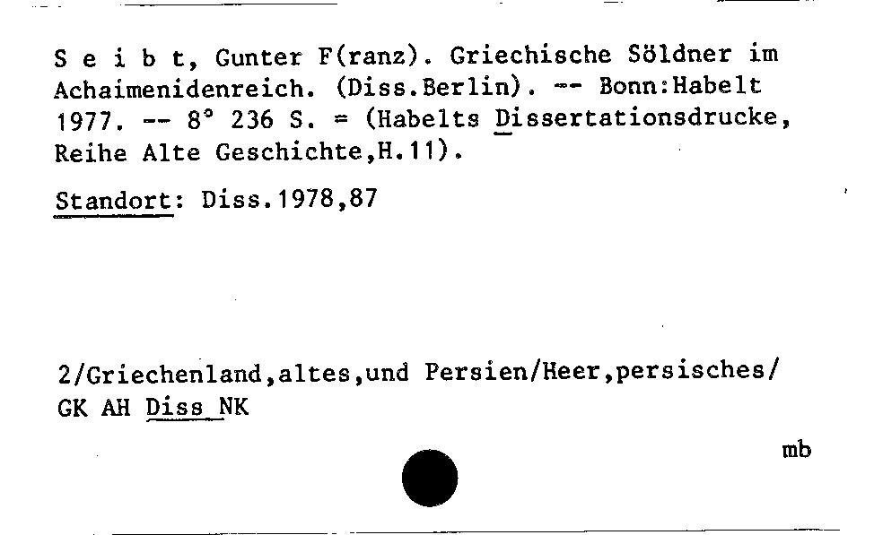 [Katalogkarte Dissertationenkatalog bis 1980]