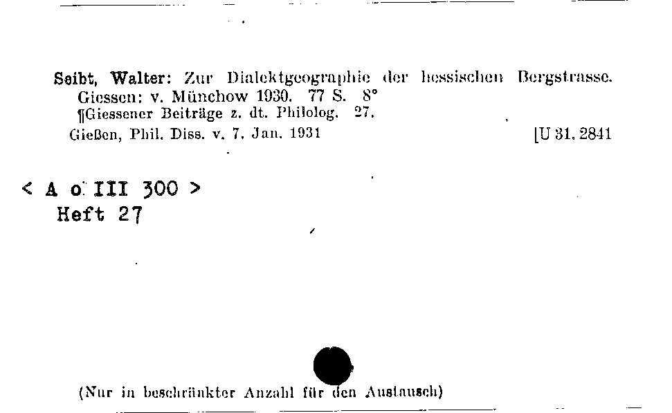 [Katalogkarte Dissertationenkatalog bis 1980]