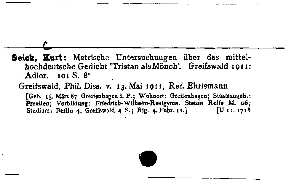 [Katalogkarte Dissertationenkatalog bis 1980]