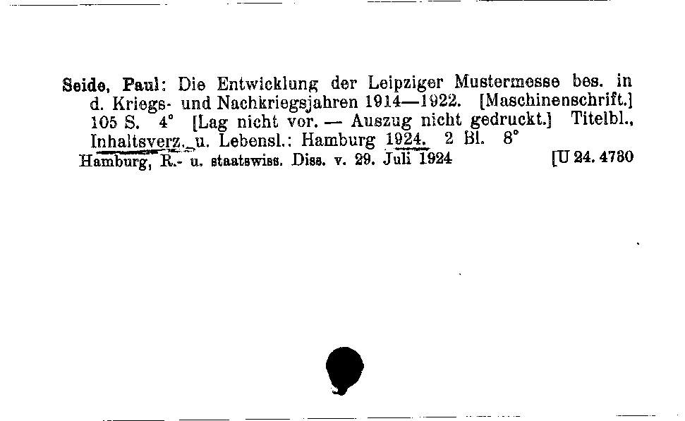 [Katalogkarte Dissertationenkatalog bis 1980]