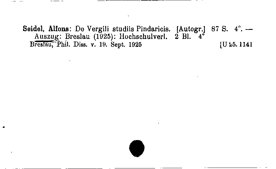 [Katalogkarte Dissertationenkatalog bis 1980]