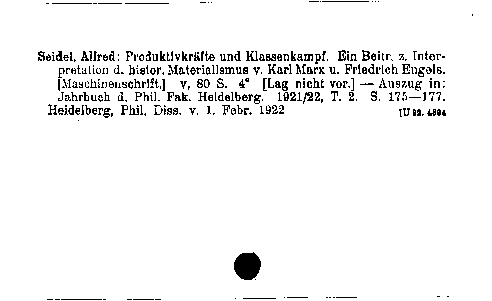 [Katalogkarte Dissertationenkatalog bis 1980]