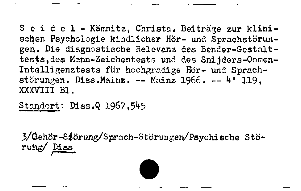 [Katalogkarte Dissertationenkatalog bis 1980]