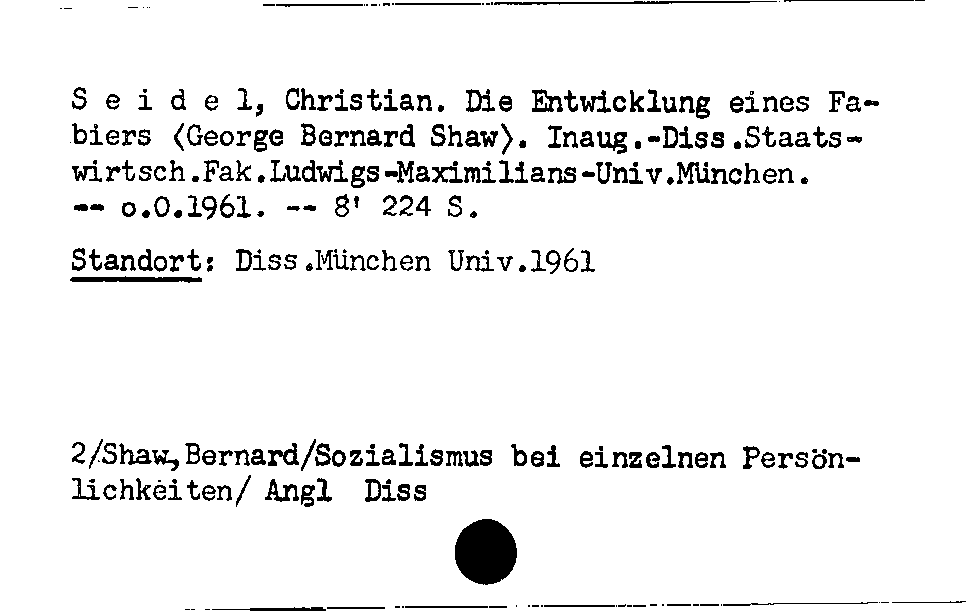 [Katalogkarte Dissertationenkatalog bis 1980]