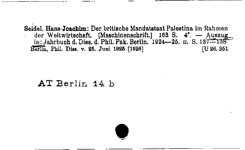 [Katalogkarte Dissertationenkatalog bis 1980]