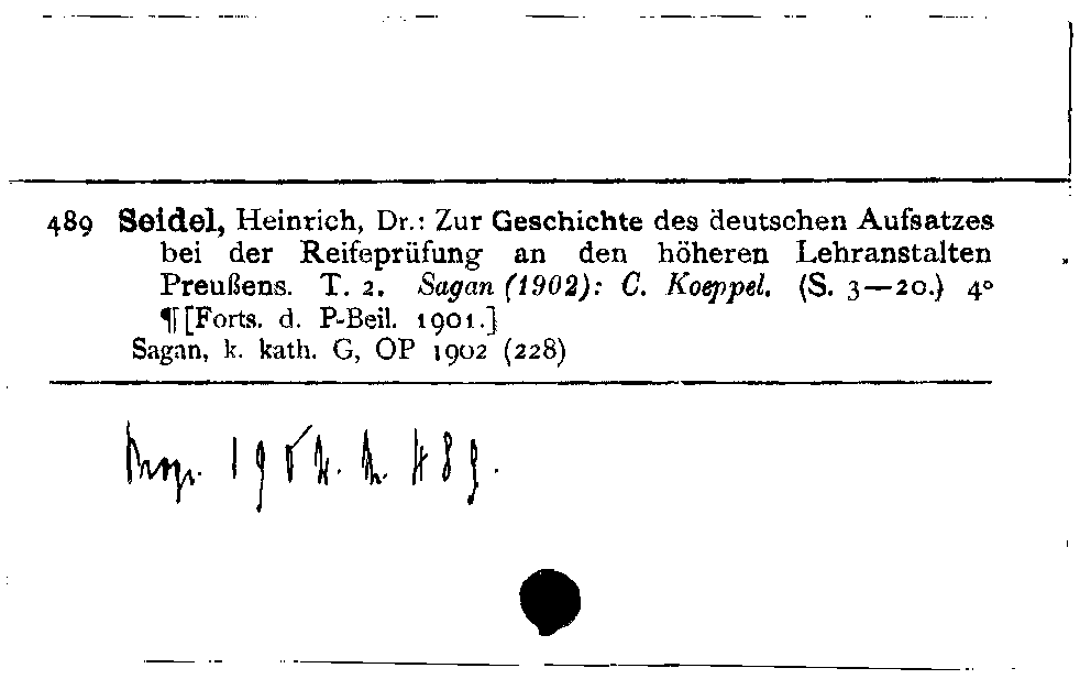 [Katalogkarte Dissertationenkatalog bis 1980]