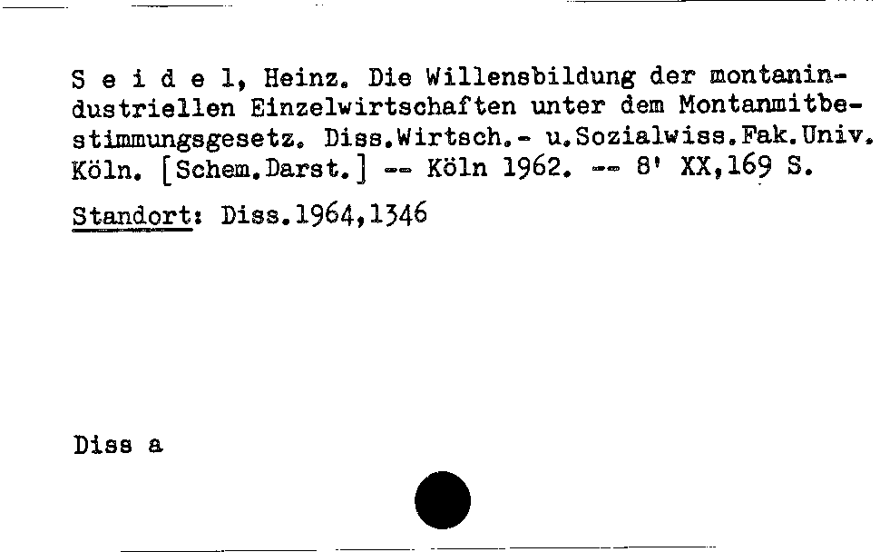 [Katalogkarte Dissertationenkatalog bis 1980]