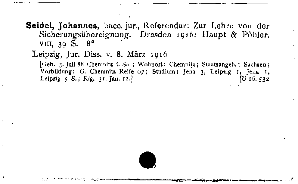 [Katalogkarte Dissertationenkatalog bis 1980]