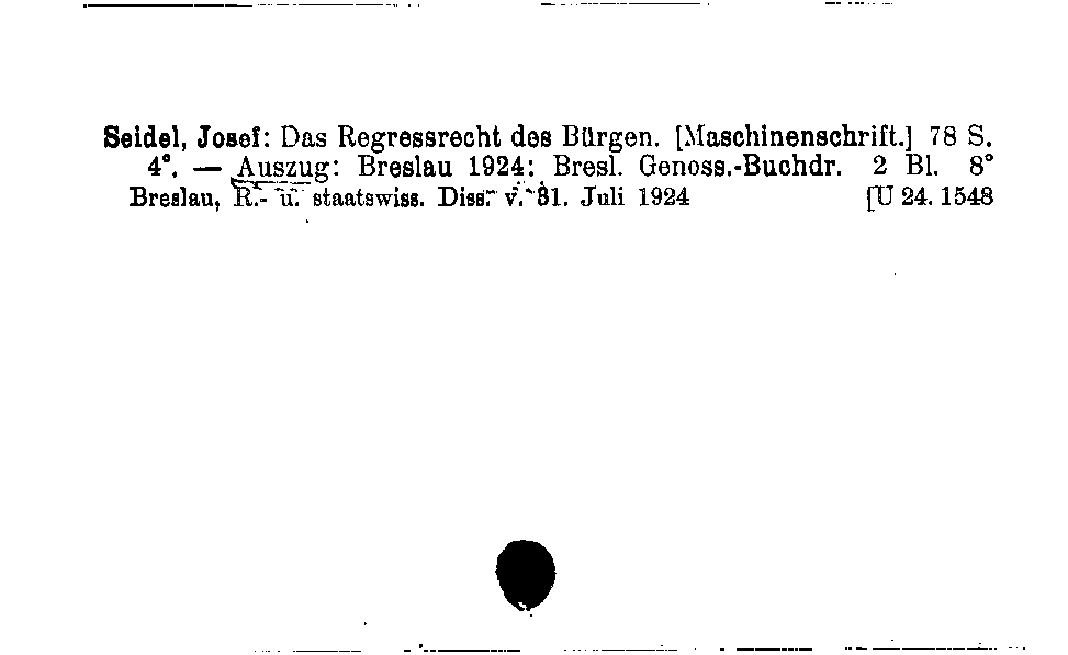 [Katalogkarte Dissertationenkatalog bis 1980]