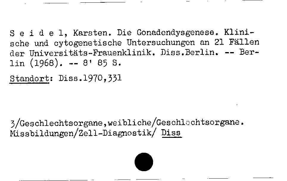 [Katalogkarte Dissertationenkatalog bis 1980]