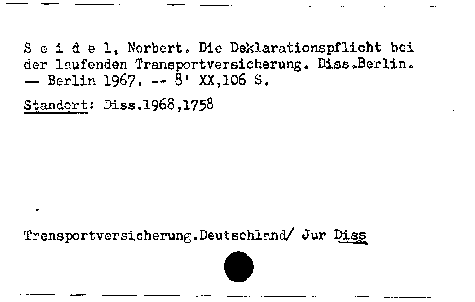 [Katalogkarte Dissertationenkatalog bis 1980]