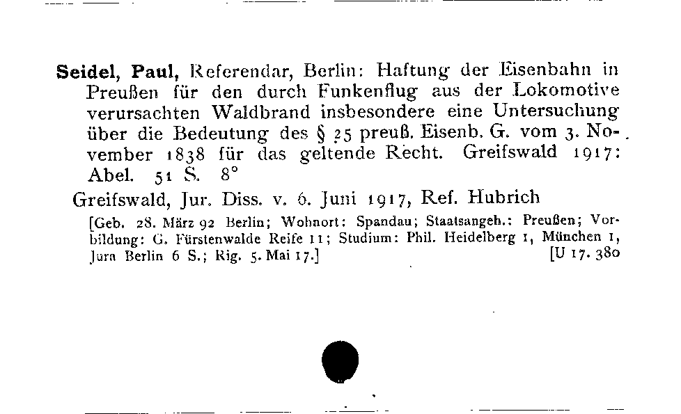 [Katalogkarte Dissertationenkatalog bis 1980]