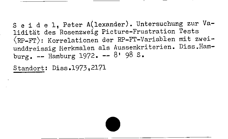 [Katalogkarte Dissertationenkatalog bis 1980]