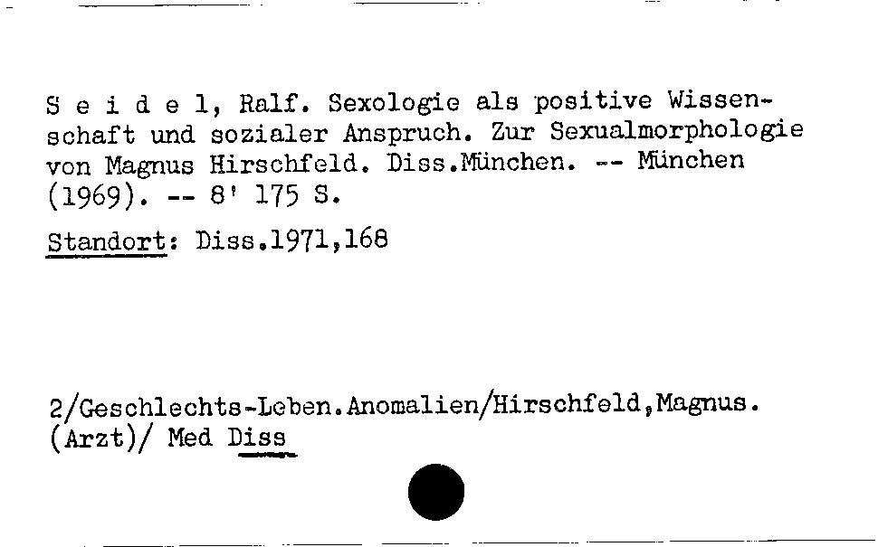 [Katalogkarte Dissertationenkatalog bis 1980]