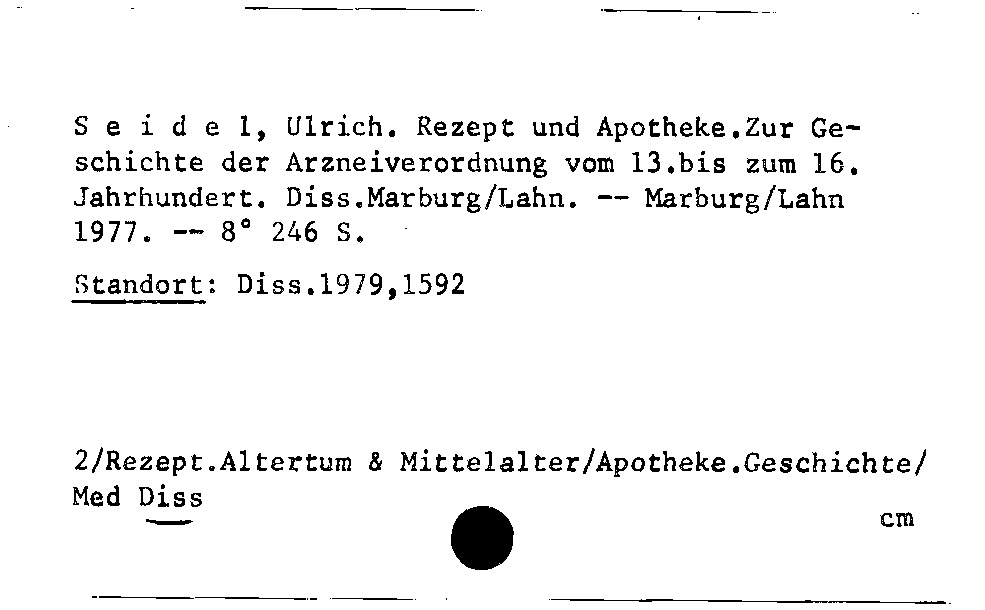 [Katalogkarte Dissertationenkatalog bis 1980]