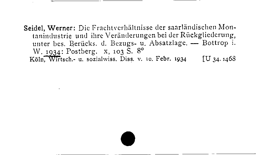 [Katalogkarte Dissertationenkatalog bis 1980]