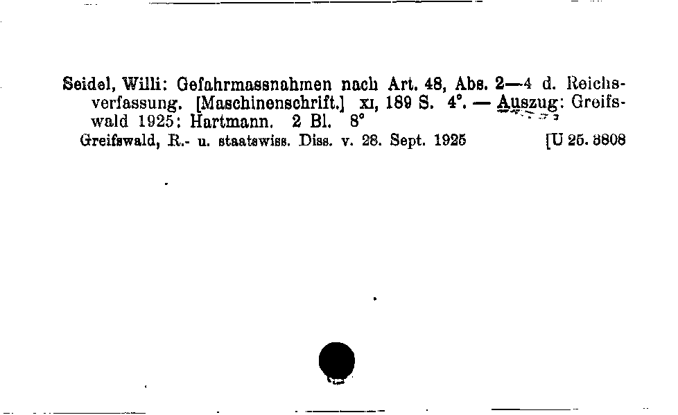 [Katalogkarte Dissertationenkatalog bis 1980]