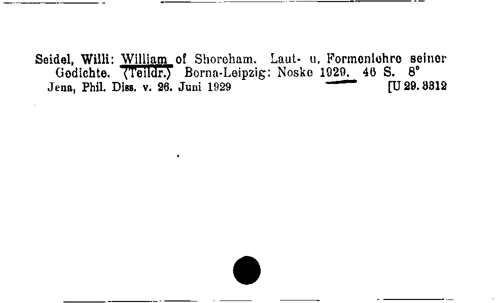 [Katalogkarte Dissertationenkatalog bis 1980]