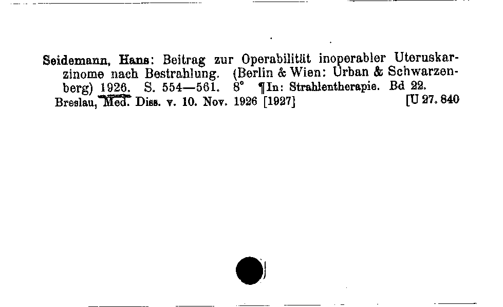 [Katalogkarte Dissertationenkatalog bis 1980]