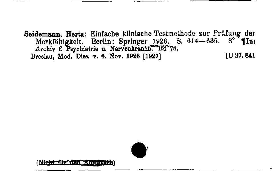 [Katalogkarte Dissertationenkatalog bis 1980]