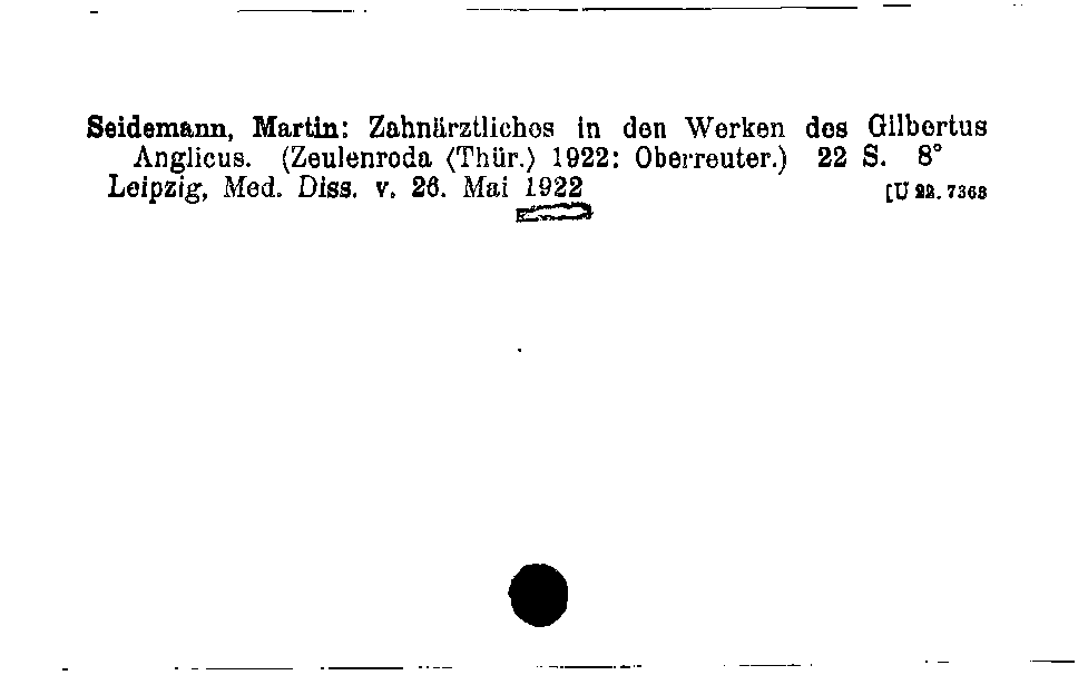 [Katalogkarte Dissertationenkatalog bis 1980]