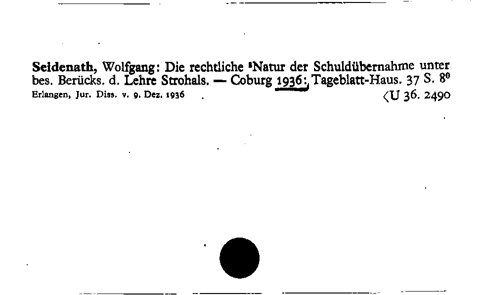 [Katalogkarte Dissertationenkatalog bis 1980]