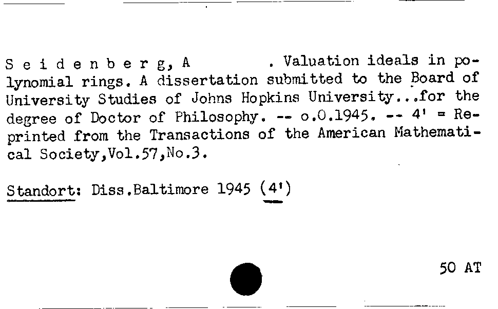 [Katalogkarte Dissertationenkatalog bis 1980]