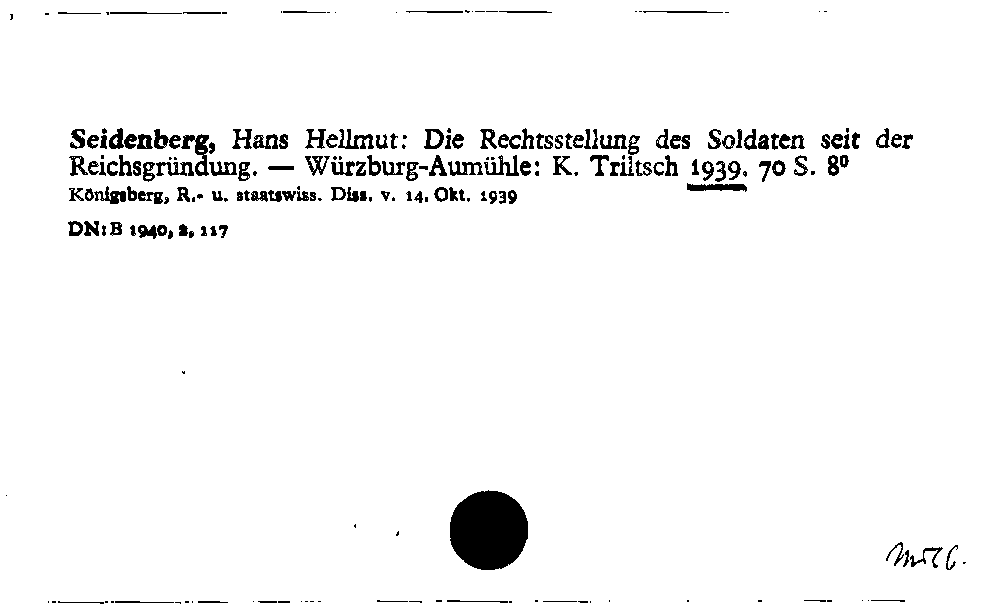 [Katalogkarte Dissertationenkatalog bis 1980]