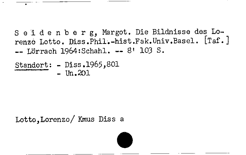 [Katalogkarte Dissertationenkatalog bis 1980]