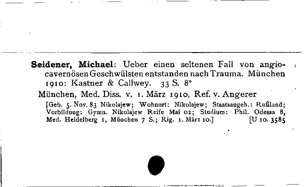 [Katalogkarte Dissertationenkatalog bis 1980]