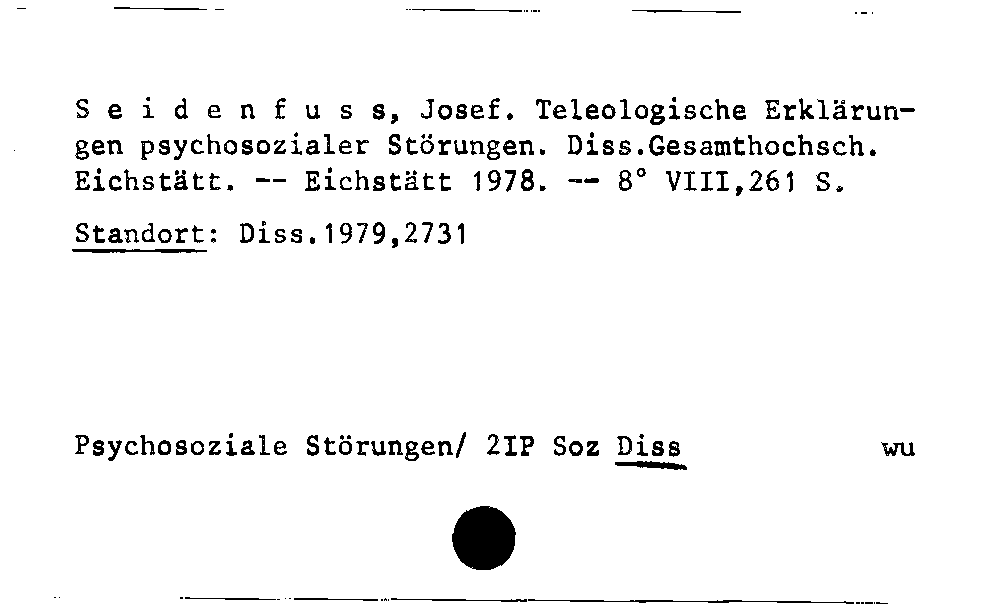 [Katalogkarte Dissertationenkatalog bis 1980]