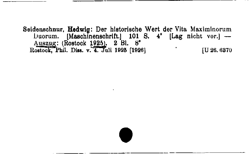 [Katalogkarte Dissertationenkatalog bis 1980]