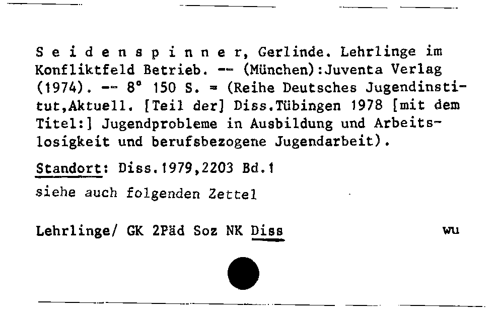 [Katalogkarte Dissertationenkatalog bis 1980]