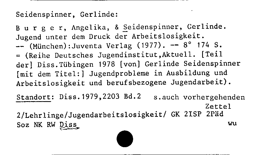 [Katalogkarte Dissertationenkatalog bis 1980]