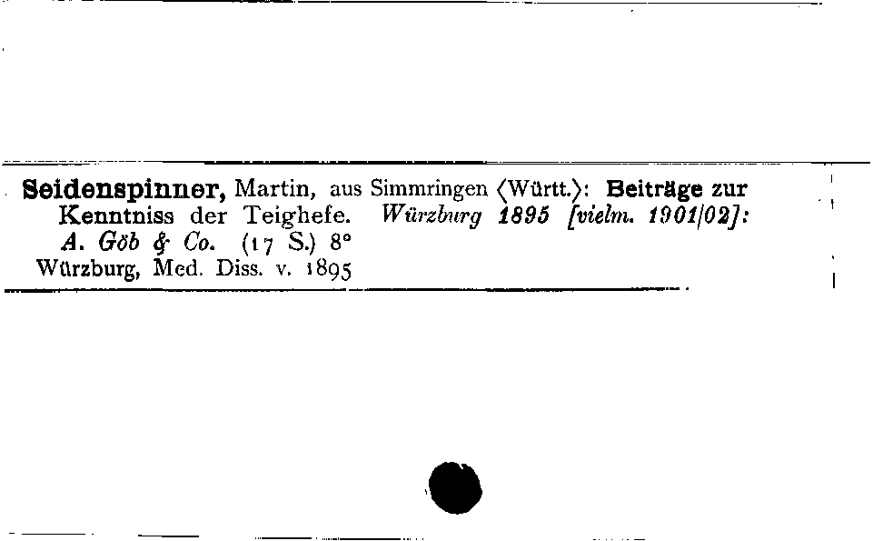 [Katalogkarte Dissertationenkatalog bis 1980]