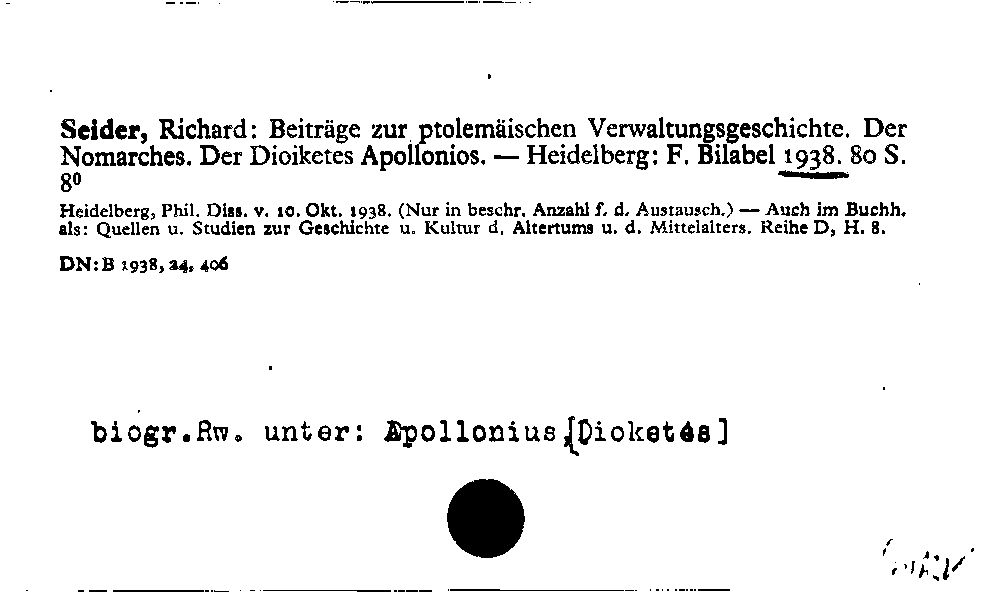 [Katalogkarte Dissertationenkatalog bis 1980]