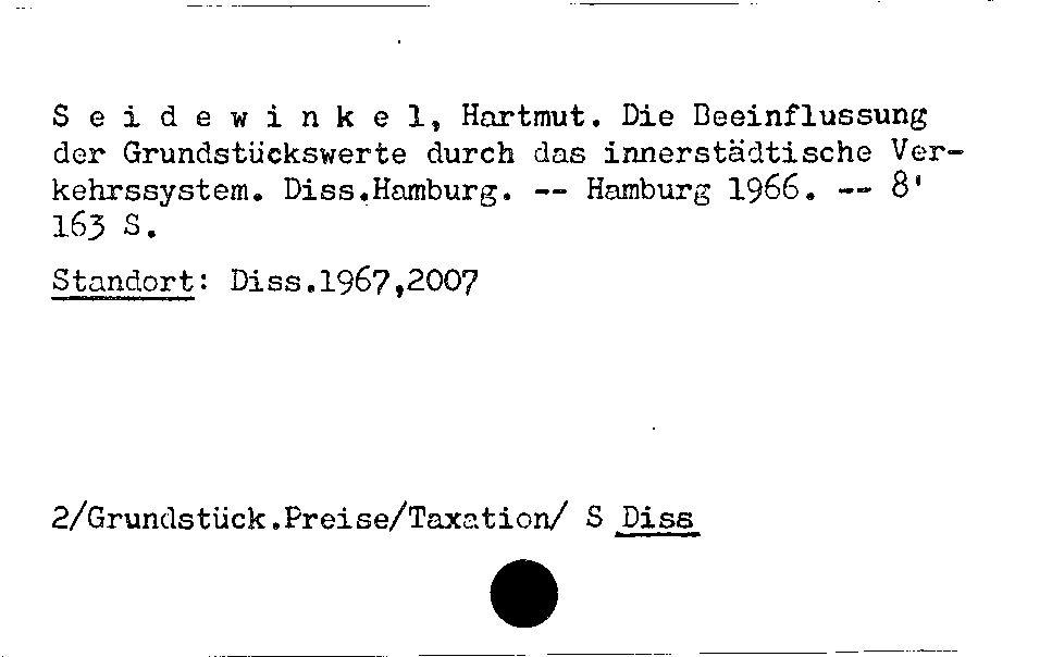 [Katalogkarte Dissertationenkatalog bis 1980]