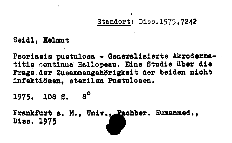 [Katalogkarte Dissertationenkatalog bis 1980]