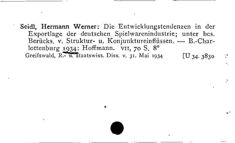 [Katalogkarte Dissertationenkatalog bis 1980]