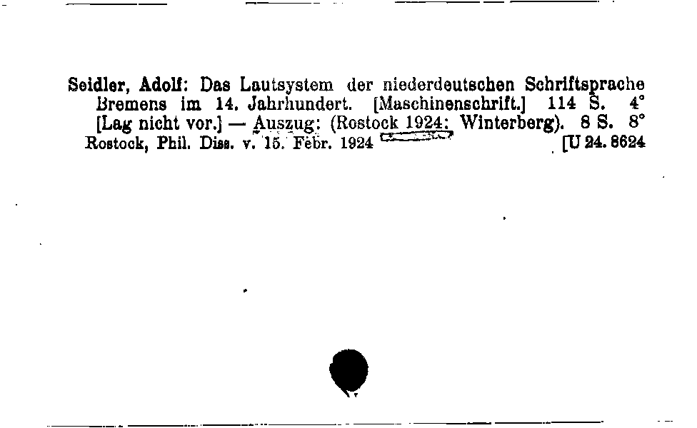 [Katalogkarte Dissertationenkatalog bis 1980]