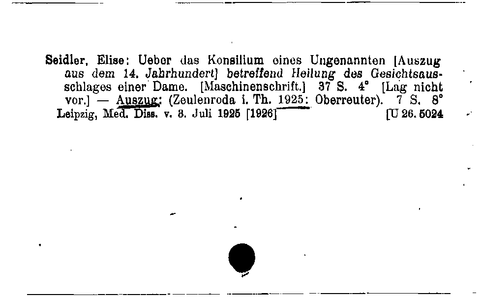 [Katalogkarte Dissertationenkatalog bis 1980]