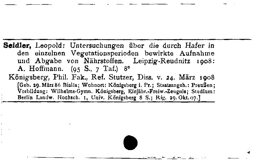 [Katalogkarte Dissertationenkatalog bis 1980]